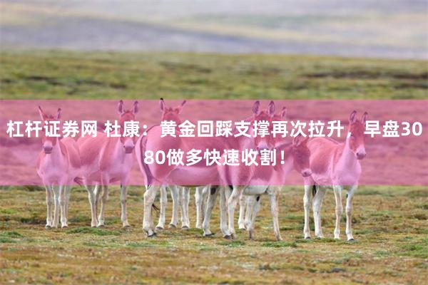 杠杆证券网 杜康：黄金回踩支撑再次拉升，早盘3080做多快速收割！