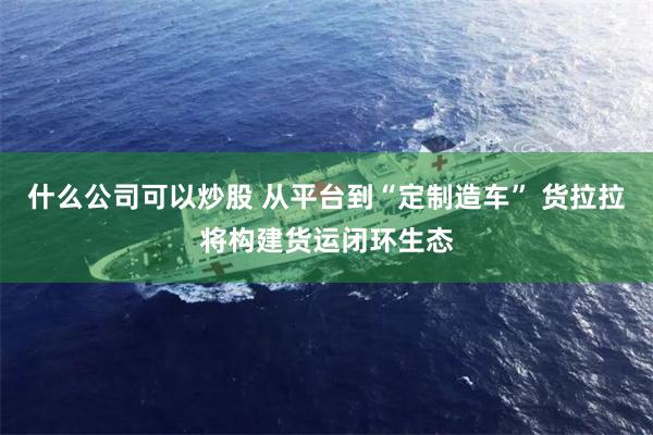 什么公司可以炒股 从平台到“定制造车” 货拉拉将构建货运闭环生态