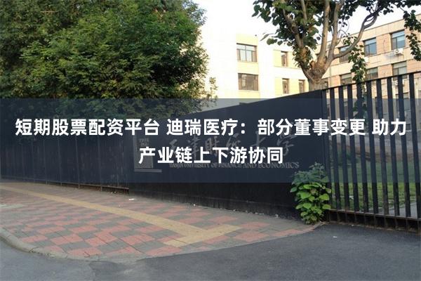 短期股票配资平台 迪瑞医疗：部分董事变更 助力产业链上下游协同